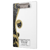 Schwarzer Glitzer Gold Elegante Kulturelle Sehensw Klemmbrett (Links)