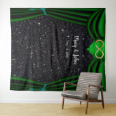 Schwarzer Glitzer Gold Unendlichkeit Grüner Vorhan Wandteppich (Beispiel (Horizontal))