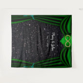 Schwarzer Glitzer Gold Unendlichkeit Grüner Vorhan Wandteppich (Vorderseite (Horizontal))