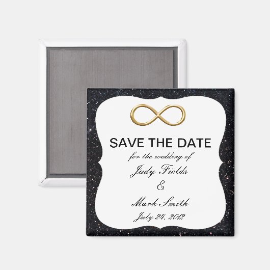 Schwarzer Glitzer Gold Unendlichkeit Speichern Sie Magnet (Vorderseite/Rückseite)