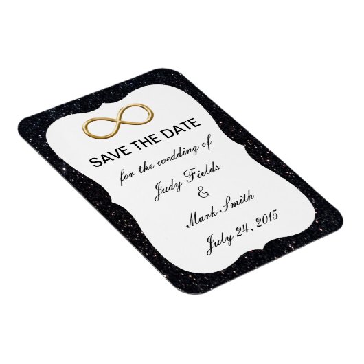 Schwarzer Glitzer Gold Unendlichkeit Speichern Sie Magnet (Rechte Seite)