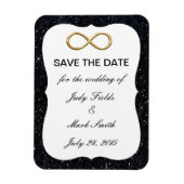 Schwarzer Glitzer Gold Unendlichkeit Speichern Sie Magnet (Vertikal)