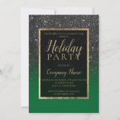 Schwarzer Glitzer goldgrüne Firmenweihe Weihnachte Einladung (Vorderseite)