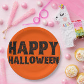 Schwarzer Glitzer Happy Halloween Papierplatte Pappteller (Party)