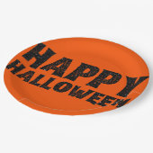Schwarzer Glitzer Happy Halloween Papierplatte Pappteller (Schrägansicht)