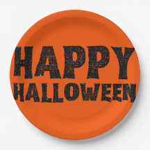 Schwarzer Glitzer Happy Halloween Papierplatte