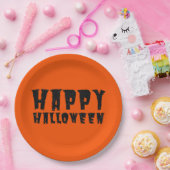 Schwarzer Glitzer Happy Halloween Papierplatte Pappteller (Party)