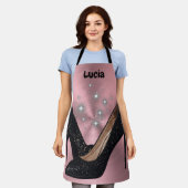 Schwarzer Glitzer High Heel Shoel auf Rosa | Schürze (Getragen)