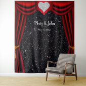 Schwarzer Glitzer Hintergrund Diamond Herz Roter V Wandteppich (Beispiel)
