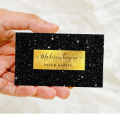 Schwarzer Glitzer Hintergrund und Imitate Gold Visitenkarte