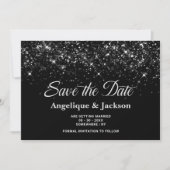 Schwarzer Glitzer Hochzeit speichern Sie das Datum Save The Date (Vorderseite)