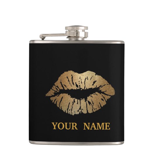 Schwarzer Glitzer Imitate Frische Pasta machen Flachmann (Vorderseite)