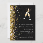 Schwarzer Glitzer jubelt Party Brautparty Einladung (Vorderseite)
