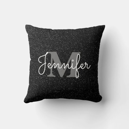 Schwarzer Glitzer Kissen (Rückseite)