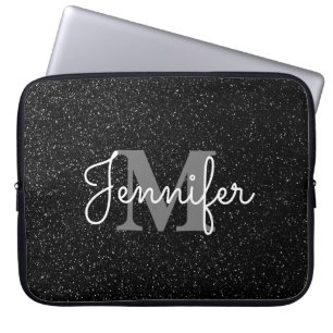 Schwarzer Glitzer Laptopschutzhülle