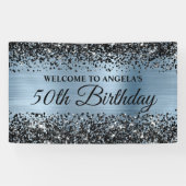Schwarzer Glitzer Light Blue 50. Geburtstag Willko Banner (Horizontal)