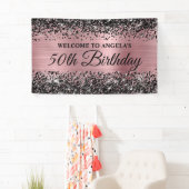 Schwarzer Glitzer Light Pink 50. Geburtstag Willko Banner (Insitu)