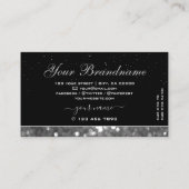 Schwarzer Glitzer mit silberfarbenem Sparkle Schim Visitenkarte (Rückseite)