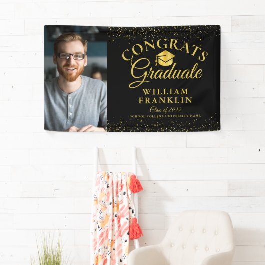 Schwarzer Glitzer Moderner Foto Abschluss Banner (Insitu)