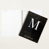 Schwarzer Glitzer Modernes Glam Monogram Planer (Anzeige)