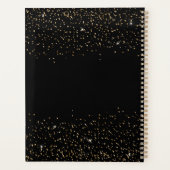 Schwarzer Glitzer Modernes Glam Monogram Planer (Rückseite)