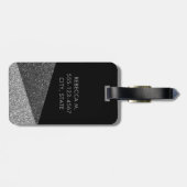 Schwarzer Glitzer Modernes Monogramm-Gepäck Gepäckanhänger (Rückseite horizontal)