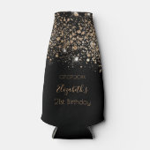 Schwarzer Glitzer-Monogramm-Chic Flaschenkühler (Vorderseite)