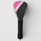 Schwarzer Glitzer-Monogramm-Farbblock schwarz pink Golf Headcover (Vorderseite)