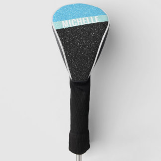 Schwarzer Glitzer-Monogramm-Farbblock schwarzer As Golf Headcover