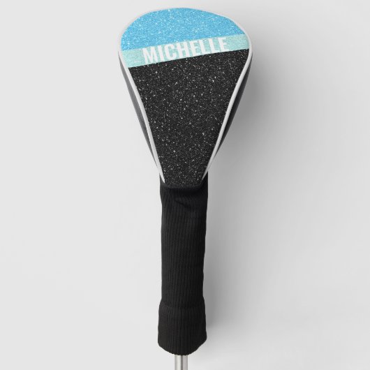 Schwarzer Glitzer-Monogramm-Farbblock schwarzer As Golf Headcover (Vorderseite)