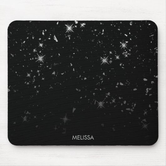 Schwarzer Glitzer Mousepad (Vorne)