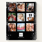 Schwarzer Glitzer Name Monogramm Foto Collage Notizblock (Rückseite)