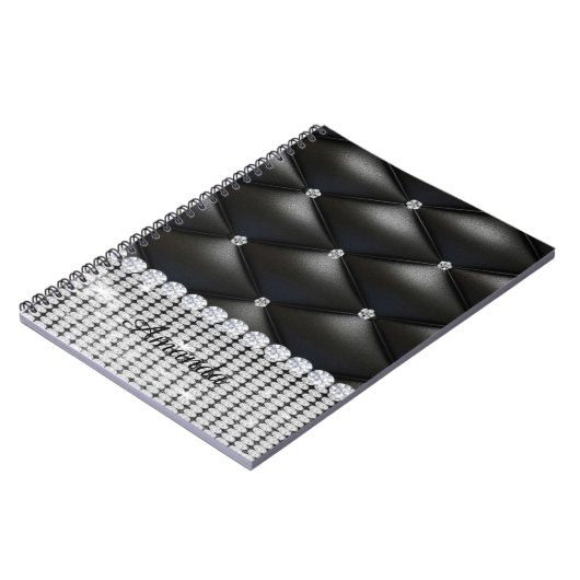 Schwarzer Glitzer Notizblock (Linke Seite)