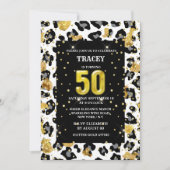 Schwarzer Glitzer-Pelzmuster Einladung (Vorderseite)