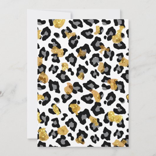 Schwarzer Glitzer-Pelzmuster Einladung (Rückseite)