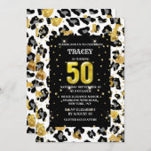 Schwarzer Glitzer-Pelzmuster Einladung (Vorne/Hinten)