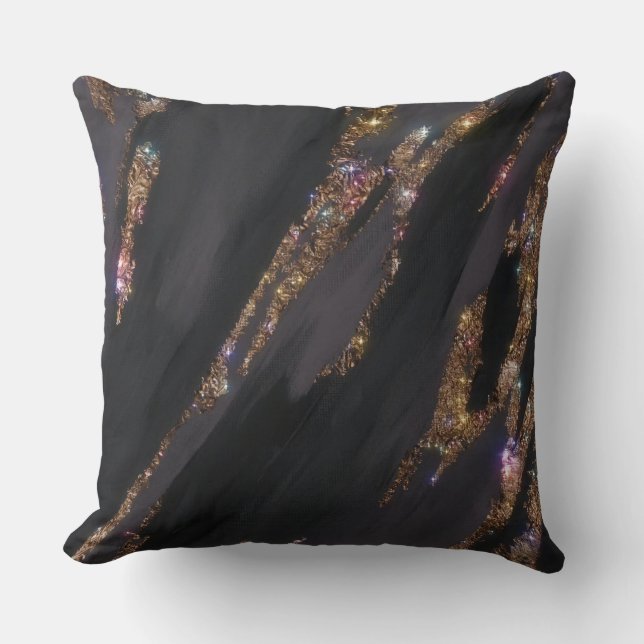 Schwarzer Glitzer Pillow Kissen (Vorderseite)