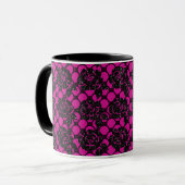 Schwarzer Glitzer romantische Blumenspitze und Fus Kaffeetasse (Vorderseite Links)