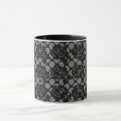Schwarzer Glitzer romantische Blumenspitze und gra Tasse (Zentrum)