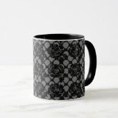 Schwarzer Glitzer romantische Blumenspitze und gra Tasse (VorderseiteRechts)