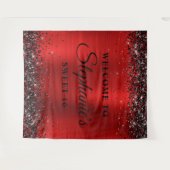 Schwarzer Glitzer Roter Film Herzlich willkommen b Wandteppich (Vorderseite (Horizontal))