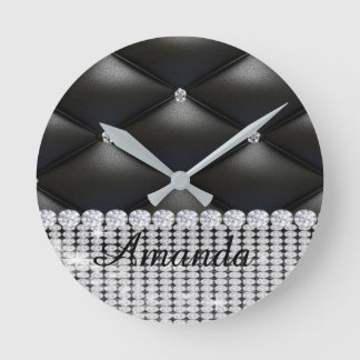 Schwarzer Glitzer Runde Wanduhr
