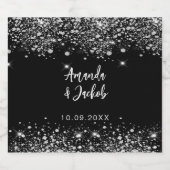 Schwarzer Glitzer Schaumweinetikett (Einzelnes Label)