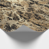 Schwarzer Glitzer Sepia Gold Marble Stone Metallic Geschenkpapier (Ecke)