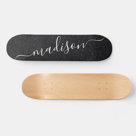 Schwarzer Glitzer Shimmer Benutzerdefinierter Pers Skateboard (Horizontal)
