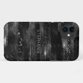 Schwarzer Glitzer Shimmer Moderner Personalisierte Case-Mate iPhone Hülle (Rückseite (Horizontal))