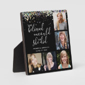 Schwarzer Glitzer Sie glaubt Foto Abschluss Fotoplatte (Vorderseite)