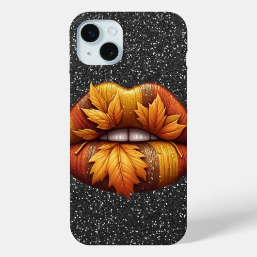 SCHWARZER GLITZER SIEHT MIT GOLD-SCHINNEN LIPS AUS Case-Mate iPhone HÜLLE (Rückseite)
