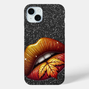 SCHWARZER GLITZER SIEHT MIT GOLD-SCHINNEN LIPS AUS Case-Mate iPhone HÜLLE