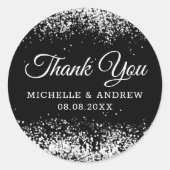 Schwarzer Glitzer | Silver Confetti Runder Aufkleber (Vorderseite)